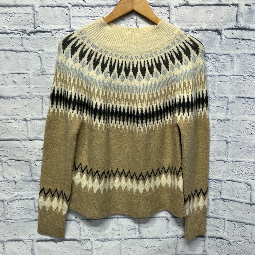 Cable Stitch Women's Long Sleeve Nordic Fair Isle Turtleneck Pullover Sweater